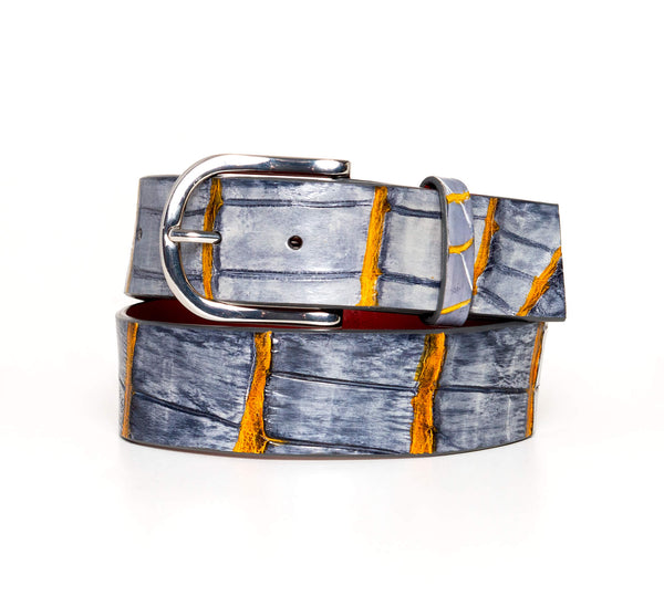 "Charcoal And Marigold" Hand-Painted Belt