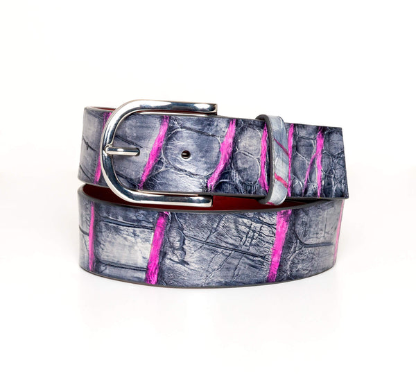 "Charcoal And Pink" Hand-Painted Belt